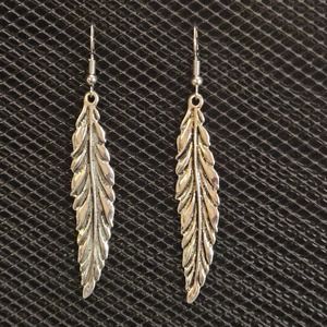 Antique silver feather/leaf earrings
